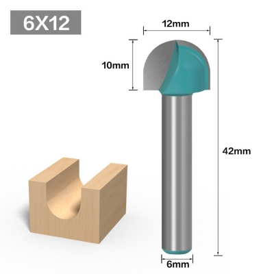 Picture of Router Knife Round Bottom 6mm handle engraving machine trimming machine Blue for straight clean cut (12mm Head)