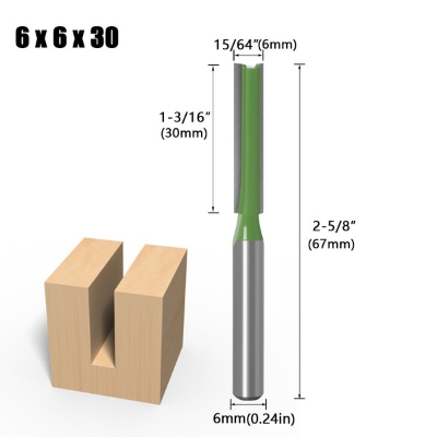 Picture of Router knife flat bottom 6mm handle hand router, power router, CNC engraving machine trimming machine green for straight clean cut (6mm Head)