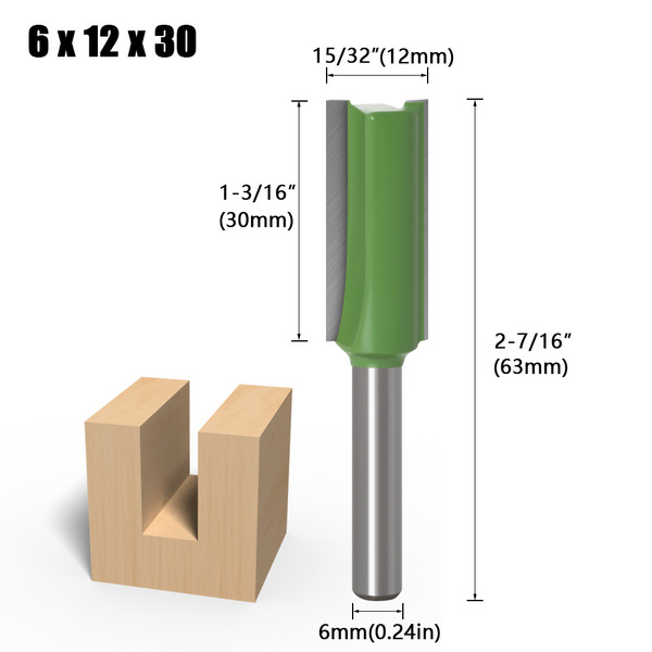 Picture of Router knife flat bottom 6mm handle hand router, power router, CNC engraving machine trimming machine green for straight clean cut (6mm Head)