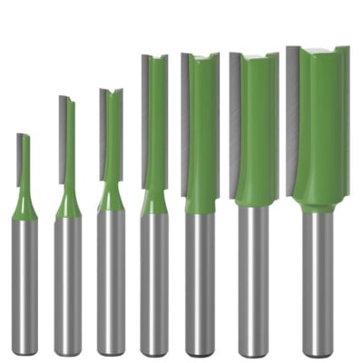 Picture of Router knife flat bottom 6mm handle hand router, power router, CNC engraving machine trimming machine green for straight clean cut (8mm Head)