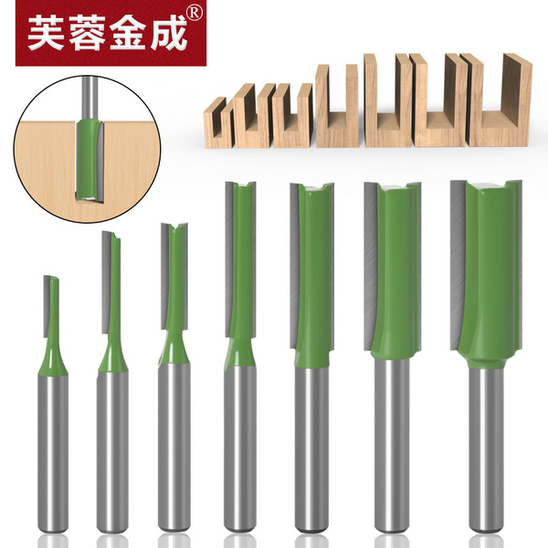 Picture of Router knife flat bottom 6mm handle hand router, power router, CNC engraving machine trimming machine green for straight clean cut (8mm Head)