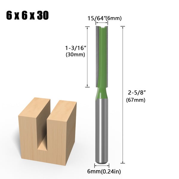 Picture of Router knife flat bottom 6mm handle hand router, power router, CNC engraving machine trimming machine green for straight clean cut (8mm Head)