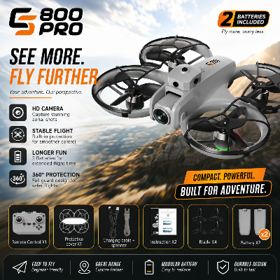 Picture of FLH S800 360° Protection Obstacle Avoidance 4.5in Screen Remote Control Quadcopter 2.4G Brushless Optical Flow Hover WIFI FPV RC Drone
