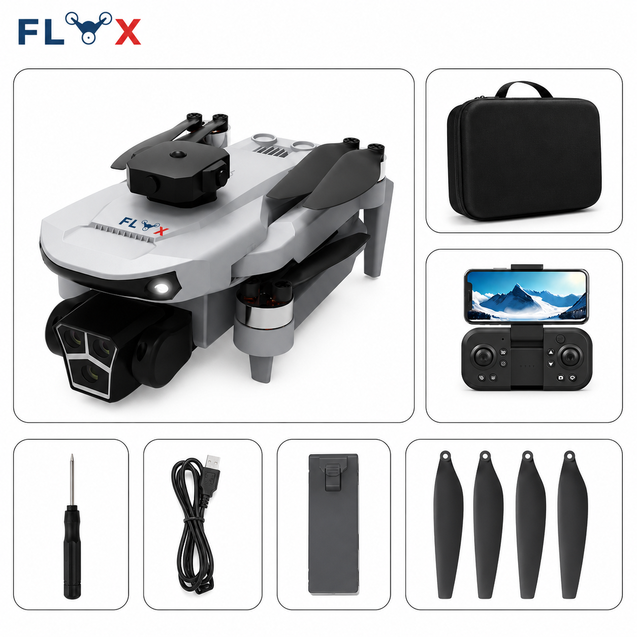 Picture of FLH SX10 Dual Camera Dual Battery Foldable Drone with Obstacle Avoidance WiFi FPV Camera Drone Price in Bangladesh