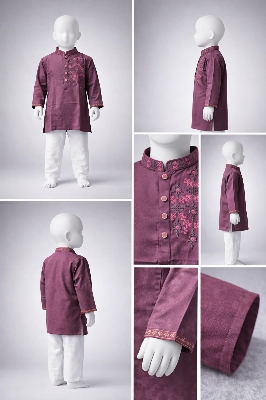 Picture of Boys Premium Embroidered Deep Maroon Panjabi 1204