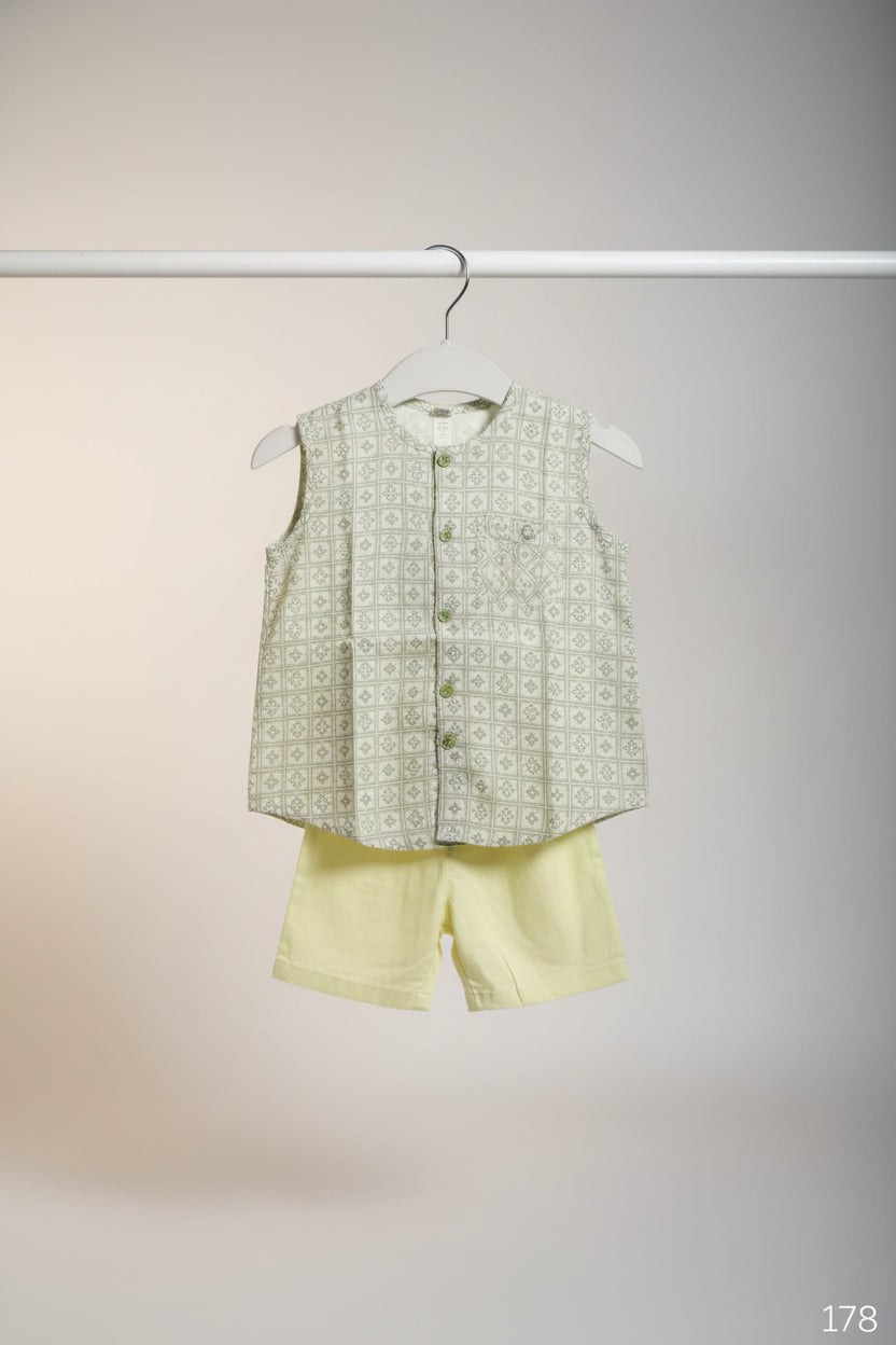 Picture of Boys Printed Sleeveless Cotton Panjabi Set 178