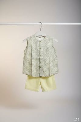 Picture of Boys Printed Sleeveless Cotton Panjabi Set 178