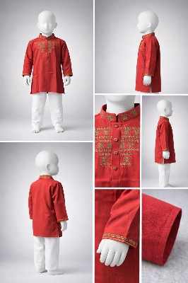 Picture of Boys Premium Embroidered Maroon Panjabi 1213