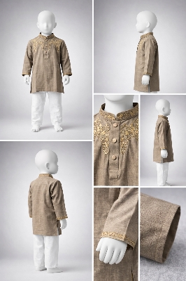 Picture of Boys Premium Embroidered Brown Panjabi 1207