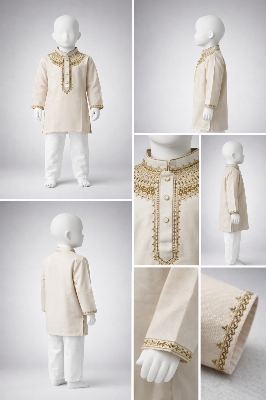 Picture of Boys Premium Embroidered Off-White Panjabi 1206