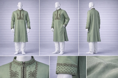 Picture of Gatsby Premium Panjabi for Men – Classic Fit | Eid & Festive Wear-O7 green