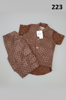 Picture of Kids Premium Jacquard Panjabi Set – Luxury Monogram Design 223