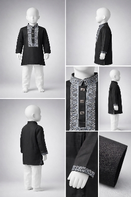 Picture of Boys Premium Embroidered Black Panjabi 1203