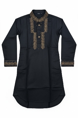 Picture of Men’s Premium Black Panjabi + Trousers Intricate Gold Embroidery 02 BLACK