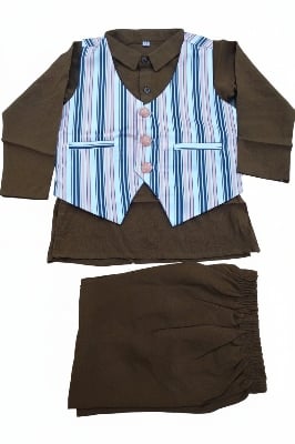Picture of Boys Premium Festive Kurta Set with Striped Waistcoat (3-Piece Set)...403..