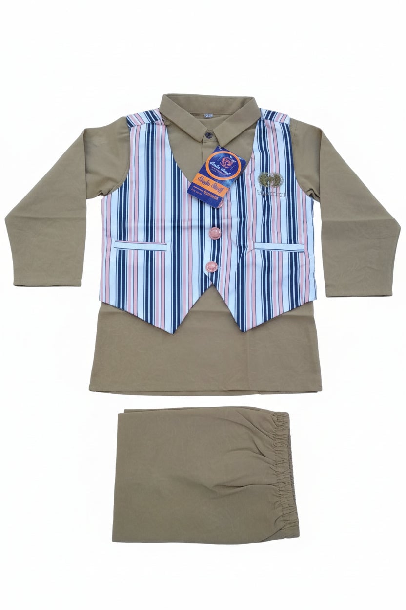 Picture of Boys Premium Festive Kurta Set with Striped Waistcoat (3-Piece Set)...403..