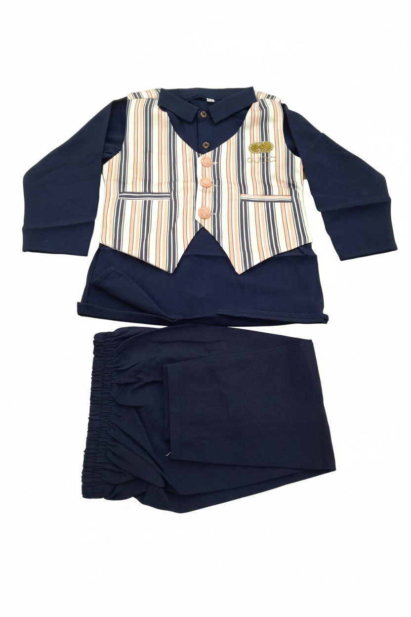 Picture of Boys Premium Festive Kurta Set with Striped Waistcoat (3-Piece Set)...403..