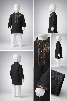 Picture of Boys Premium Embroidery Black Panjabi 1215
