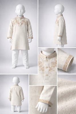 Picture of Boys Premium Embroidered Off White Panjabi 1208