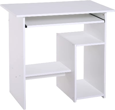 Picture of Melamine computer table - White - White