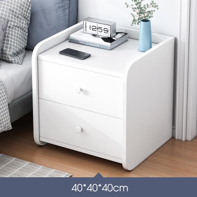 Picture of NRSFurniture Bedside table with lockers drawers -Dormitory bedroom storage cabinet Bedside table - White