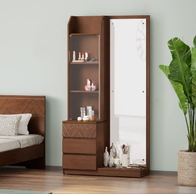 Picture of Antique MDF BOX Dressing Table with Shelves and Multiple Drawers D2 72/30 - antique