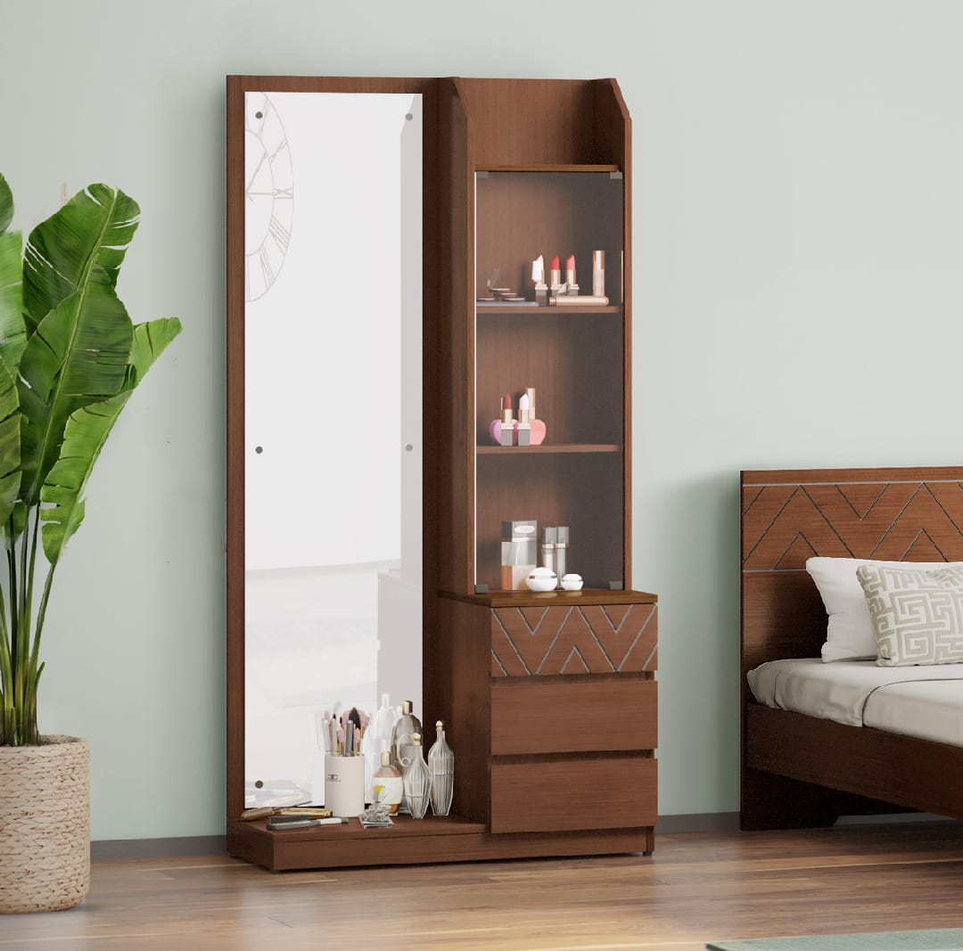 Picture of Antique MDF BOX Dressing Table with Shelves and Multiple Drawers D2 72/30 - antique