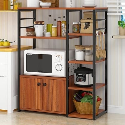 Picture of Kitchen Storage Cabinet Shelf Organizer with Utility Kitchenware Rack