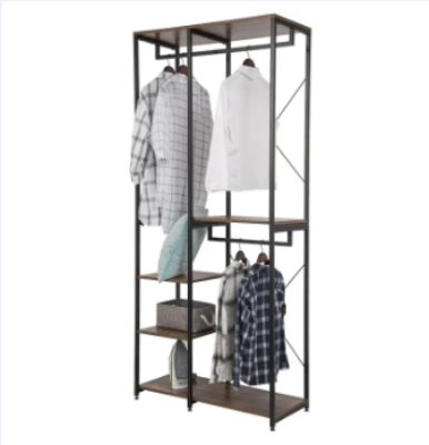 Picture of Heavy Duty Adjustable Clothes Rail Double Rod Garment Rack 5 Tiers Metal Storage Shoe Rack