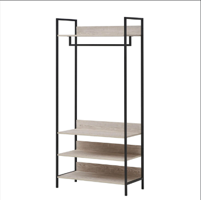 Picture of Free Space Standing Closet Unit Open Wardrobe with Four Shelves Closet Organizer and Storage