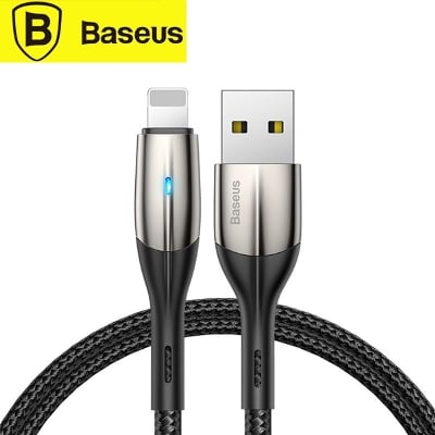 Picture of Baseus CALSP-B01 Horizontal USB to Lightning Cable 1M (Black) with indicator lamp for iPhone -Black