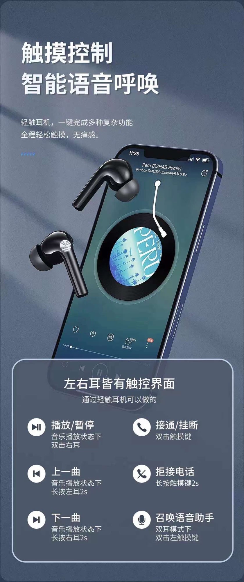 Picture of Awei T1 Pro True Wireless Earbuds -Black