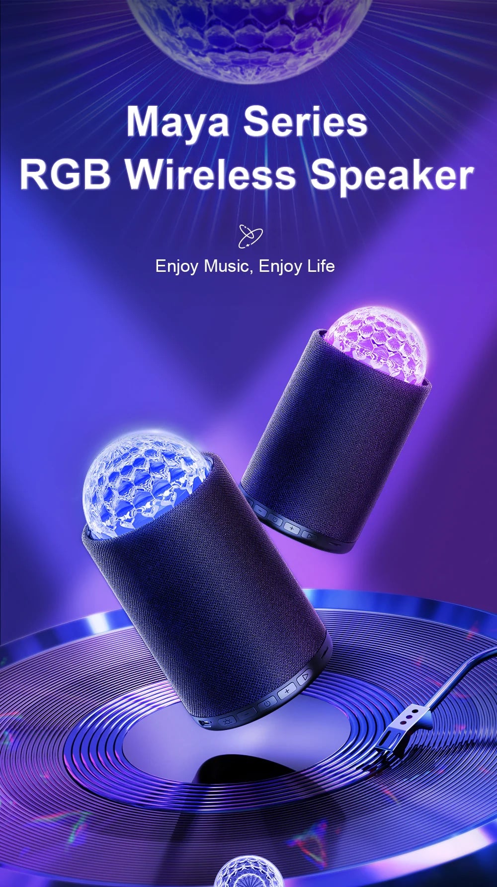 Picture of JR-MS01 Maya Series RGB Wireless Speaker-Black -Black
