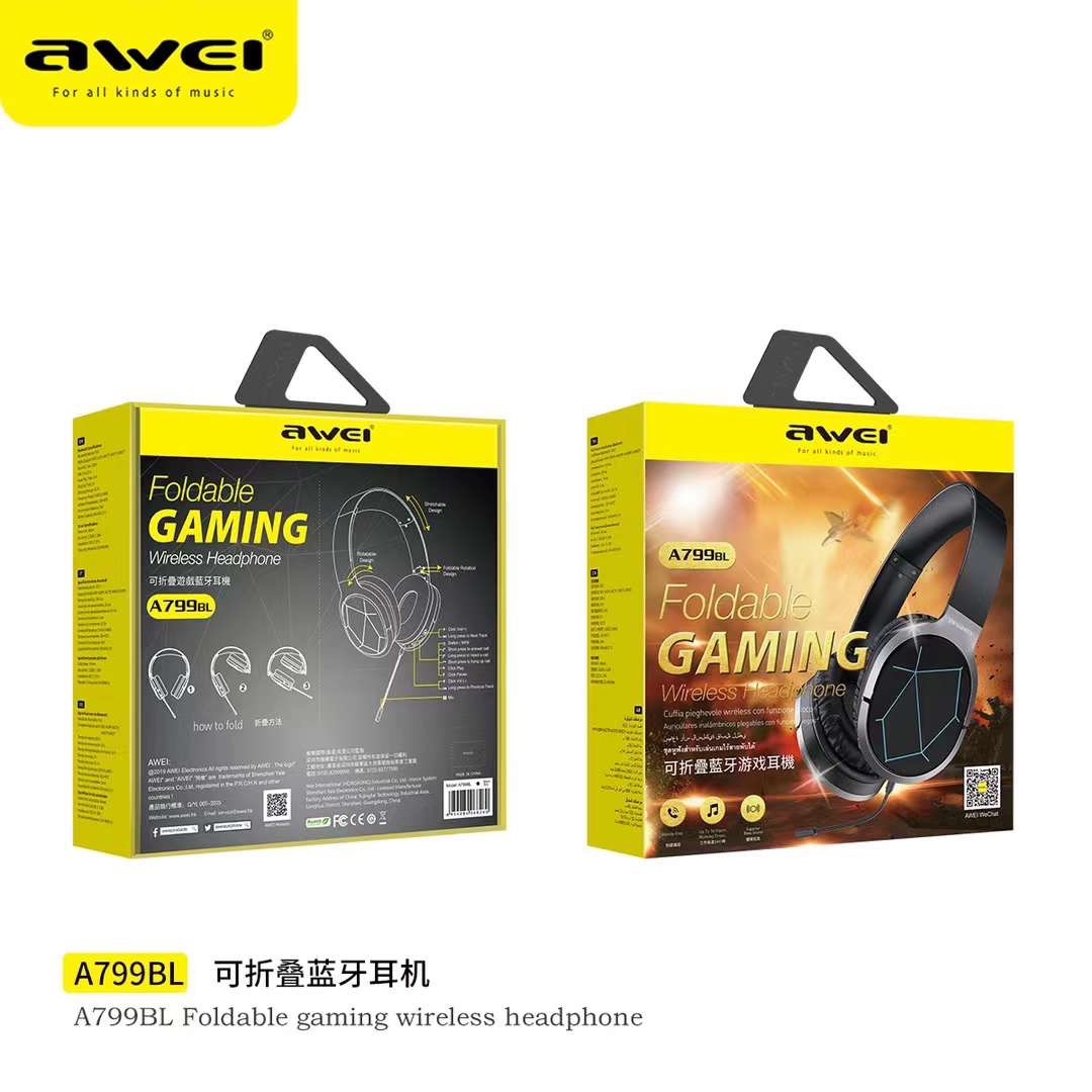 Picture of AWEI A799BL PUBG Call of Duty Mobile Free Fire Mobile Legend Foldable Gaming Wireless Headphone -Black