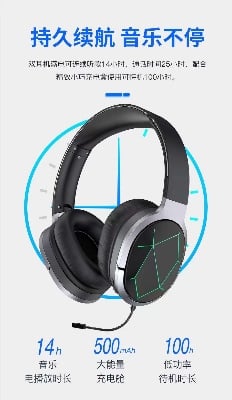 Picture of AWEI A799BL PUBG Call of Duty Mobile Free Fire Mobile Legend Foldable Gaming Wireless Headphone -Black