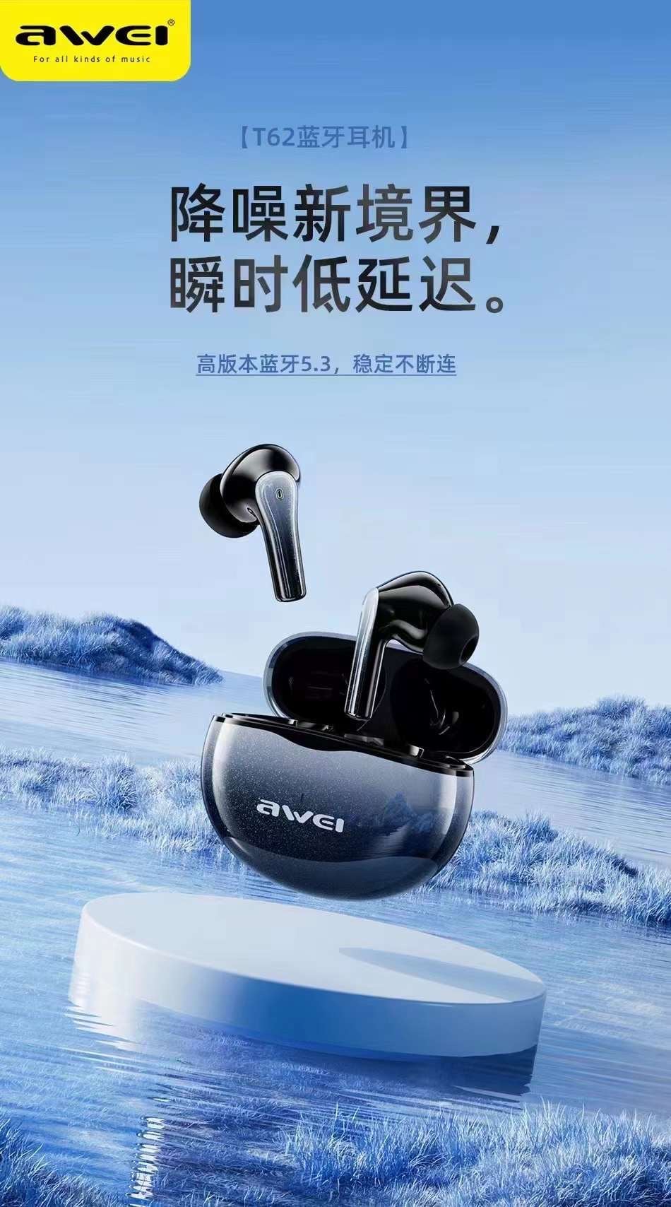 Picture of AWEI T62 TWS ENC Bluetooth Earbuds -Black