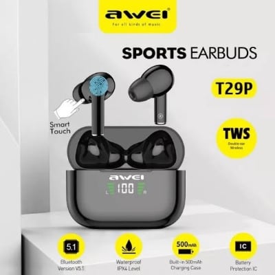 Picture of Awei T29P True Wireless Earbuds Bluetooth 5.0 with LED Digital Display -Black