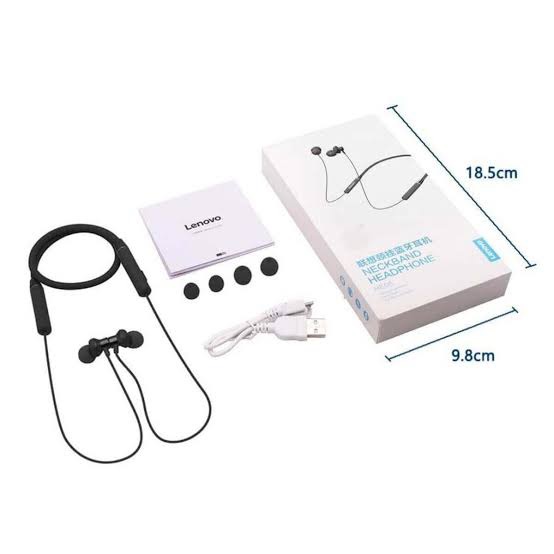 Picture of Lenovo HE05 Wireless In-Ear Neckband Earphones - Black -Black