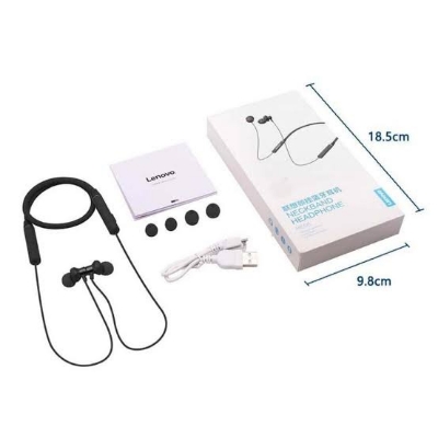 Picture of Lenovo HE05 Wireless In-Ear Neckband Earphones - Black -Black