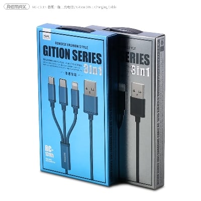 Picture of REMAX RC-131TH GITION SERIES 3 IN 1 CHARGING CABLE 1.15M -Black