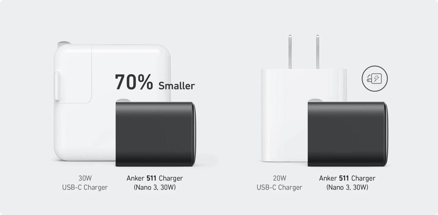 Picture of Anker Nano 3 30W Charger (Anker 511) for iPhone16 15 & 14 & 13 Series​ White