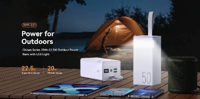 Picture of Remax RPP-321 Chinen Series 20W+22.5W Outdoor Power Bank 50000 mAh with led light -Black