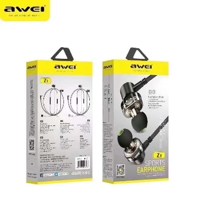 Picture of Awei Z1 Dual Driver 3.5mm Wired Sports Earphone -Black