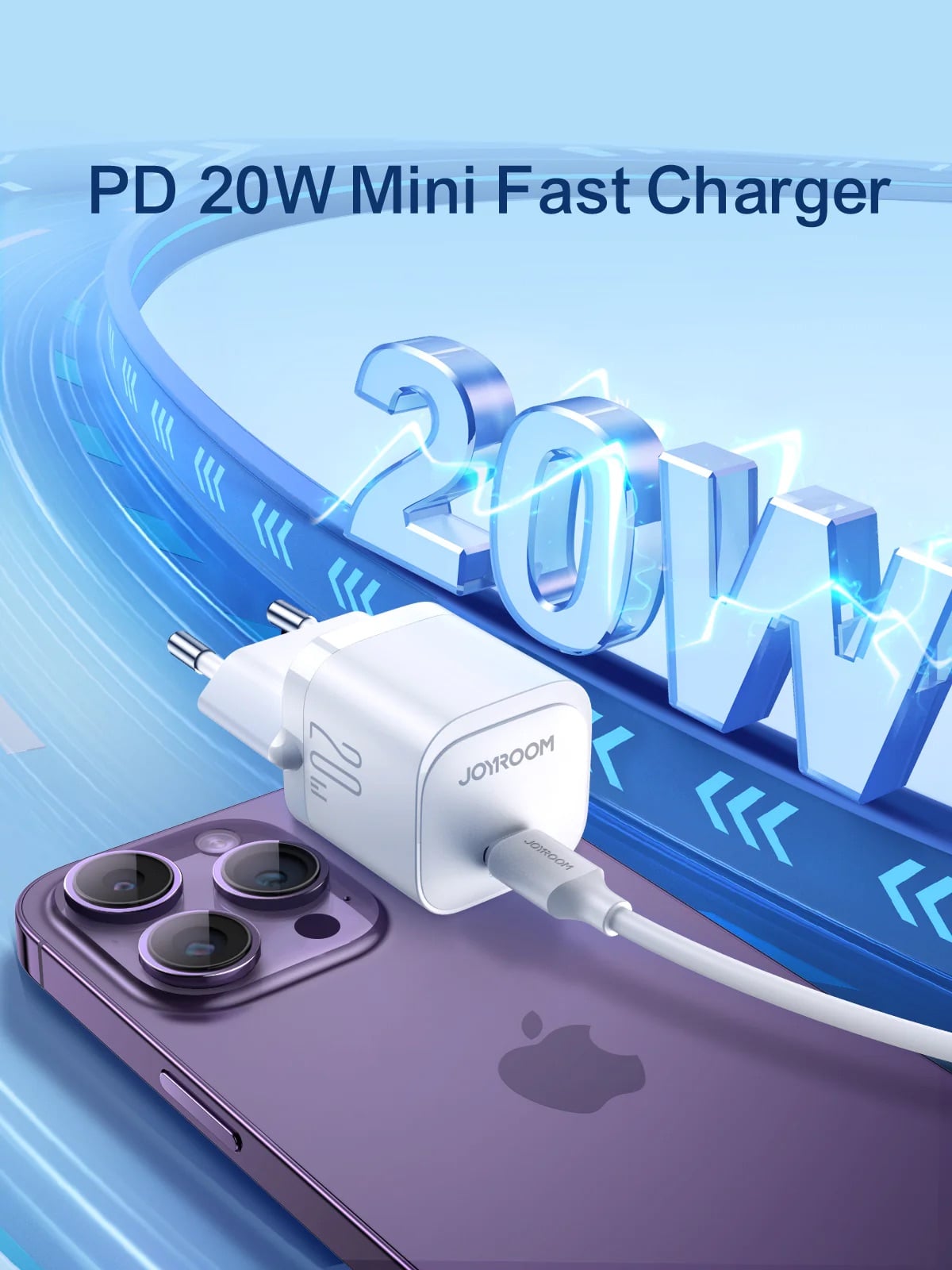Picture of joyroom JR-TCF02 PD 20W Mini intelligent fast charger EU/UK -Black