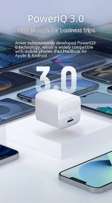 Picture of Anker 313 GaN 30W Foldable Charger PIQ 3.0 -White