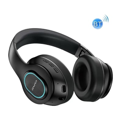 Picture of Awei A100BL Wireless Headset Strong Bass Stereo Foldable LED Breathing Lighting With Built-in Microphone FM Redio -Black