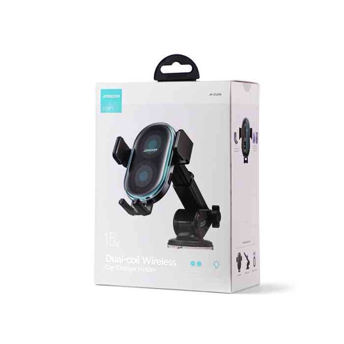 Picture of Joyroom JR-ZS299 Dual-Coil Wireless Car Charger Holder with LED -Black