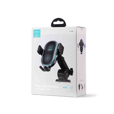 Picture of Joyroom JR-ZS299 Dual-Coil Wireless Car Charger Holder with LED -Black
