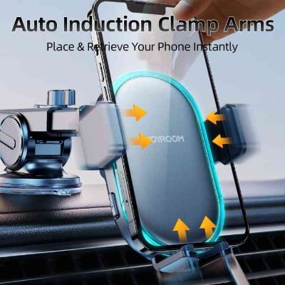Picture of Joyroom JR-ZS299 Dual-Coil Wireless Car Charger Holder with LED -Black