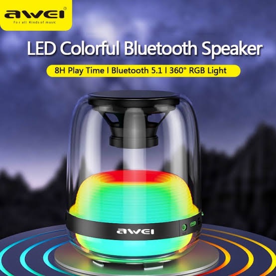 Picture of Awei Y386 Bluetooth Mini Speaker Colorful LED Subwoofer HiFi Sound Box Portable MP3 Music Sound Column For PC Smartphone -Aqua